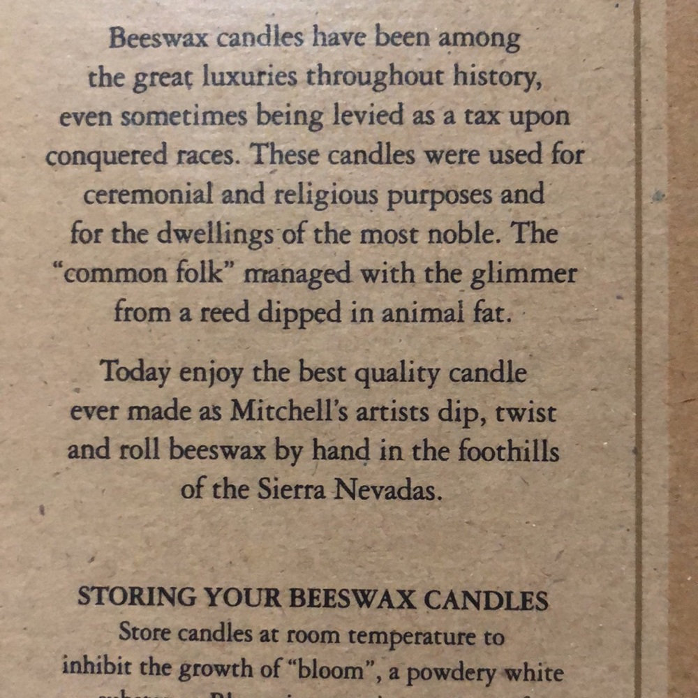 Mitchell’s 12” NIB Beeswax Candles - Picture 5 of 6